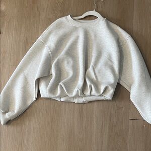 Old Navy Light Heather Gray Cropped Crewneck Sweatshirt